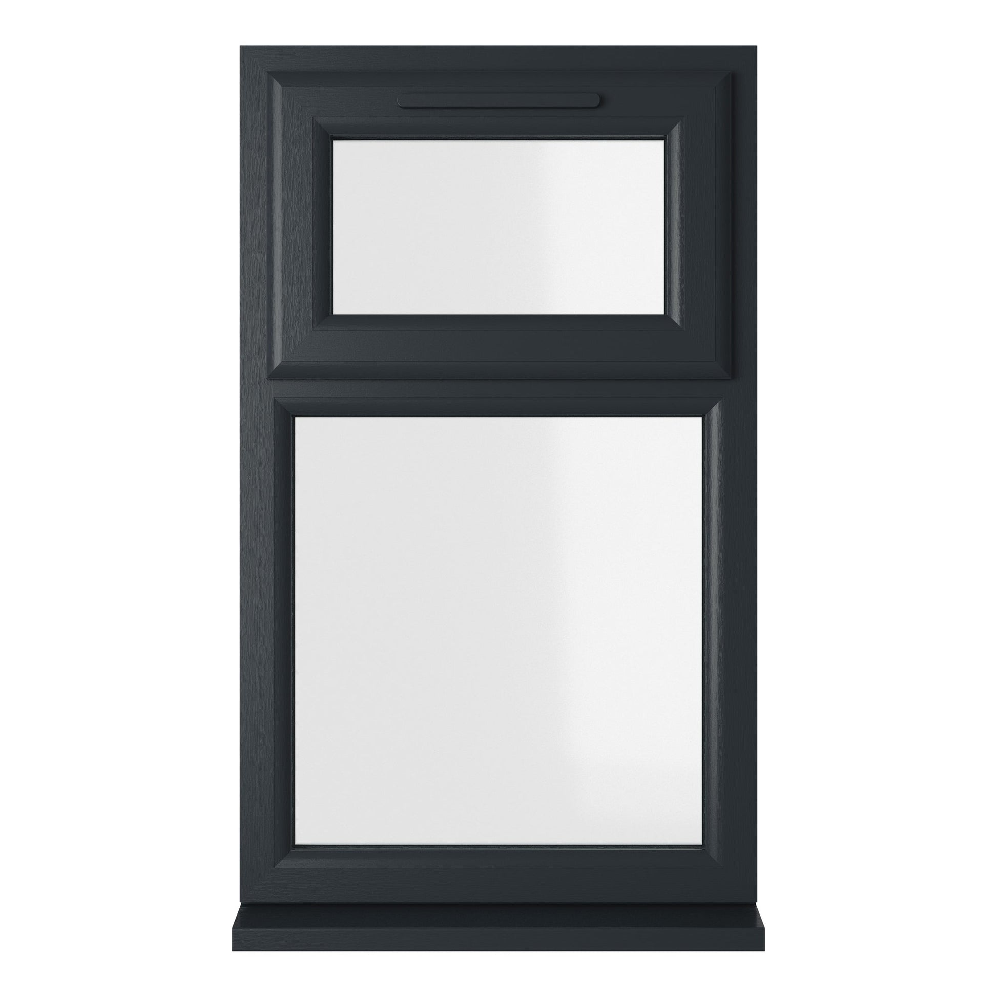 Crystal UPVC Grey 7016 Casement Window White Int Top Hung Opener Over Fixed Light Clear Glazing - JJ Building Materials