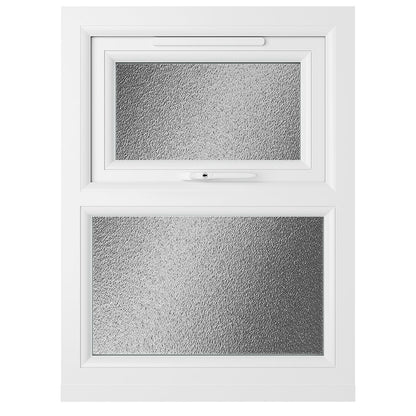 Crystal UPVC Grey 7016 Casement Window White Int Top Hung Opener Over Fixed Light Obscure Glazing - JJ Building Materials