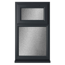 Crystal UPVC Grey 7016 Casement Window White Int Top Hung Opener Over Fixed Light Obscure Glazing - JJ Building Materials