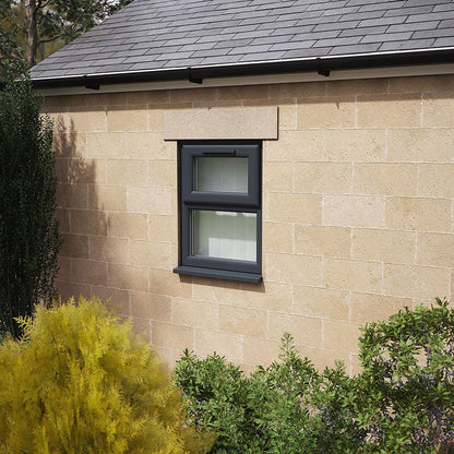 Crystal UPVC Grey 7016 Casement Window White Int Top Hung Opener Over Fixed Light Obscure Glazing - JJ Building Materials