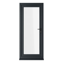 Crystal UPVC Grey 7016 External White Int Clear Glazing Single Door Full Glass Double Glazed Left Hand Open - JJ Building Materials