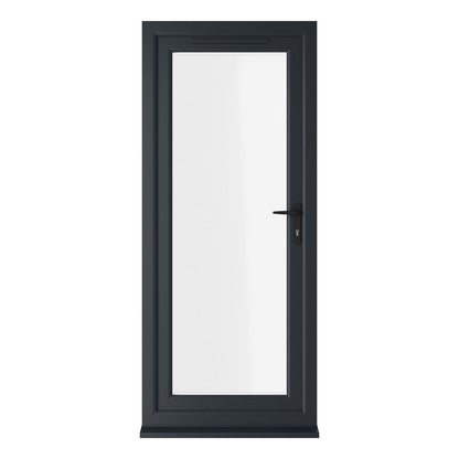 Crystal UPVC Grey 7016 External White Int Clear Glazing Single Door Full Glass Double Glazed Left Hand Open - JJ Building Materials