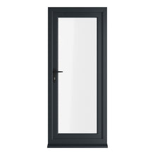 Crystal UPVC Grey 7016 External White Int Clear Glazing Single Door Full Glass Double Glazed Right Hand Open - JJ Building Materials