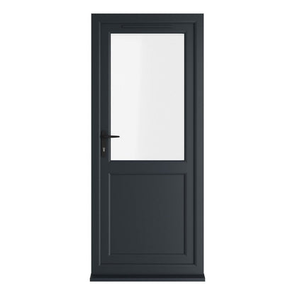 Crystal UPVC Grey 7016 External White Int Clear Glazing Single Door Half Panel Double Glazed Right Hand Open - JJ Building Materials