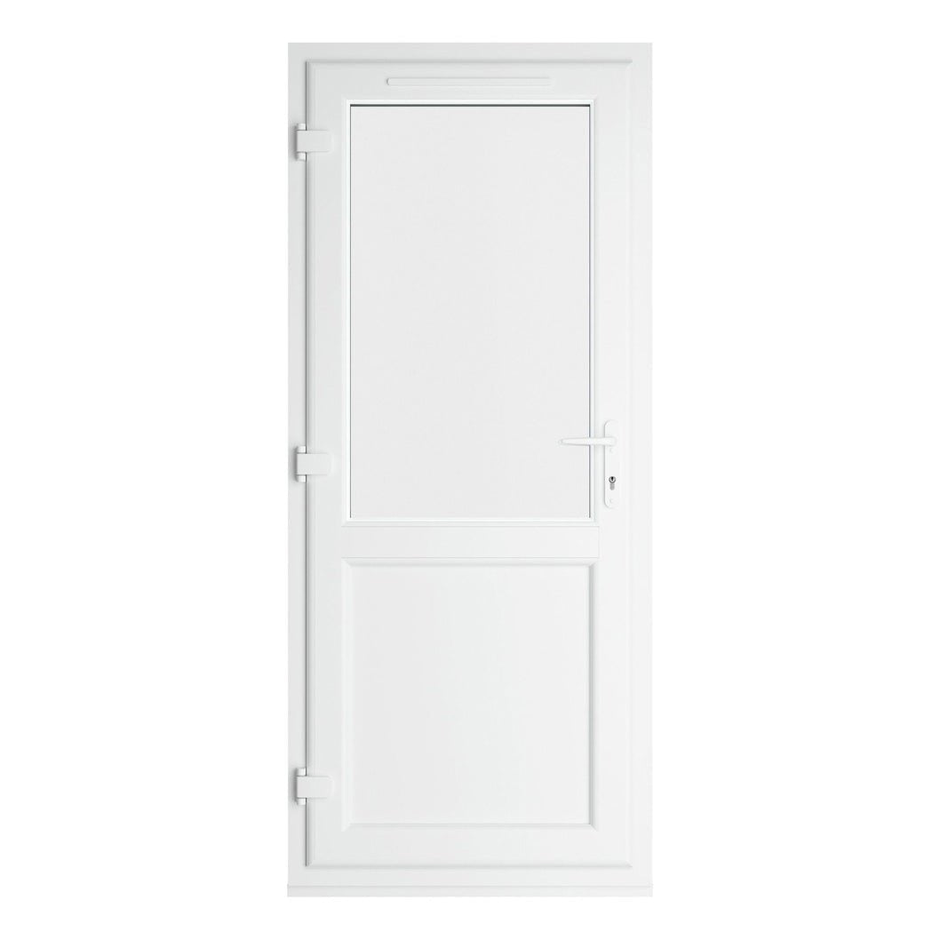 Crystal UPVC Grey 7016 External White Int Clear Glazing Single Door Half Panel Double Glazed Right Hand Open - JJ Building Materials