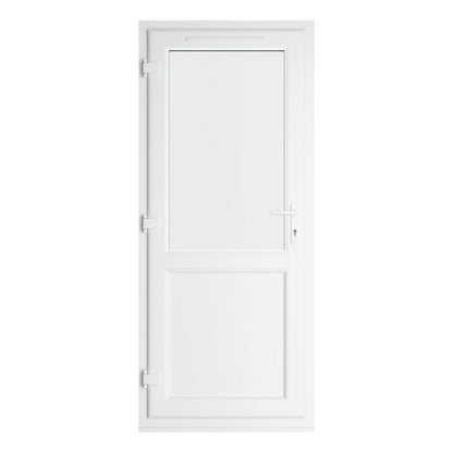 Crystal UPVC Grey 7016 External White Int Clear Glazing Single Door Half Panel Double Glazed Right Hand Open - JJ Building Materials