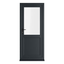 Crystal UPVC Grey 7016 External White Int Clear Glazing Single Door Half Panel Double Glazed Right Hand Open - JJ Building Materials