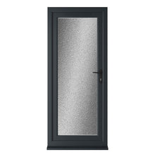 Crystal UPVC Grey 7016 External White Int Obscure Glazing Single Door Full Glass Double Glazed Left Hand Open - JJ Building Materials