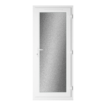 Crystal UPVC Grey 7016 External White Int Obscure Glazing Single Door Full Glass Double Glazed Left Hand Open - JJ Building Materials