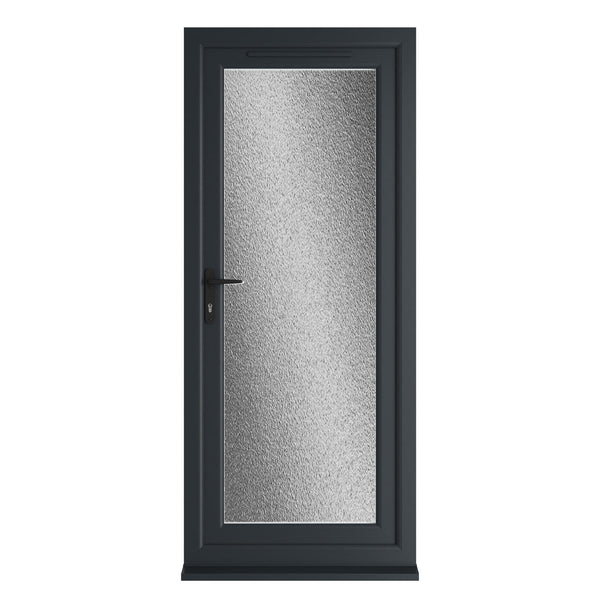 Crystal UPVC Grey 7016 External White Int Obscure Glazing Single Door Full Glass Double Glazed Right Hand Open - JJ Building Materials