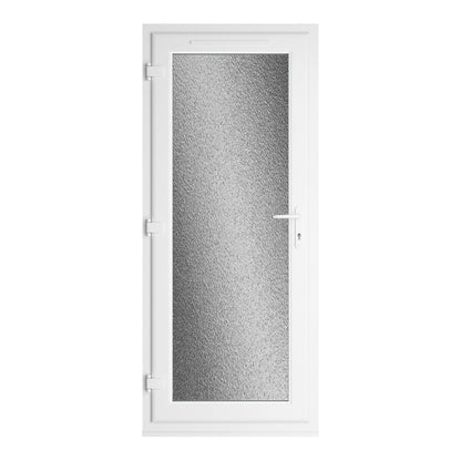Crystal UPVC Grey 7016 External White Int Obscure Glazing Single Door Full Glass Double Glazed Right Hand Open - JJ Building Materials