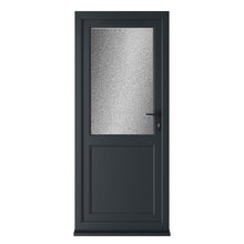 Crystal UPVC Grey 7016 External White Int Obscure Glazing Single Door Half Panel Double Glazed Left Hand Open - JJ Building Materials