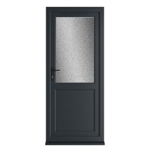 Crystal UPVC Grey 7016 External White Int Obscure Glazing Single Door Half Panel Double Glazed Right Hand Open - JJ Building Materials
