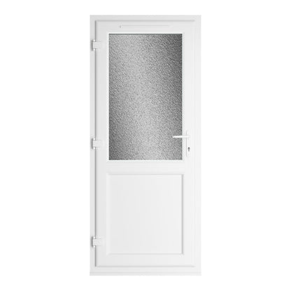 Crystal UPVC Grey 7016 External White Int Obscure Glazing Single Door Half Panel Double Glazed Right Hand Open - JJ Building Materials