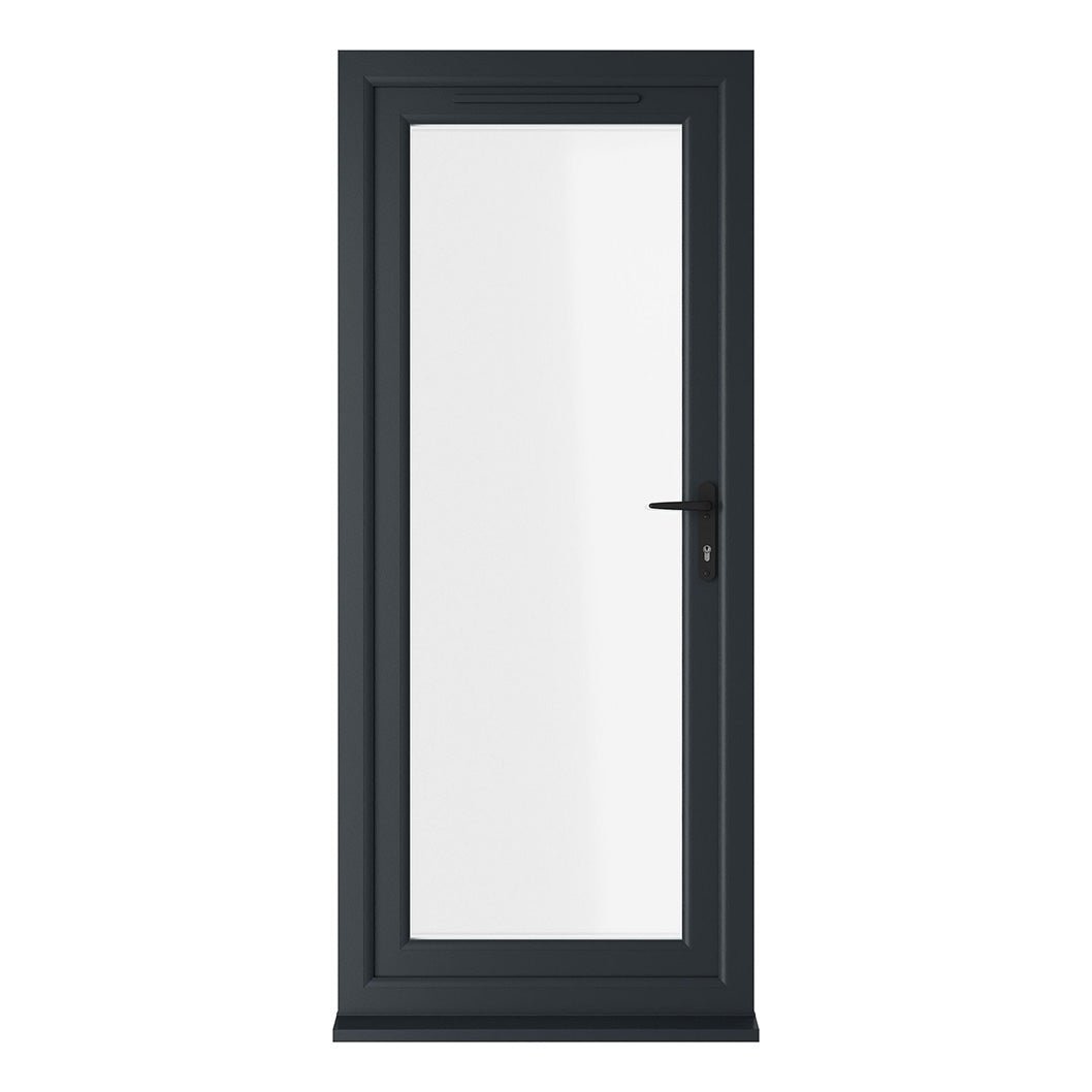 Crystal UPVC Grey 7016 / White Triple Glazed Single Door Full Glass LH Clear - JJ Building Materials