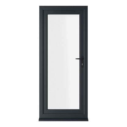 Crystal UPVC Grey 7016 / White Triple Glazed Single Door Full Glass LH Clear - JJ Building Materials