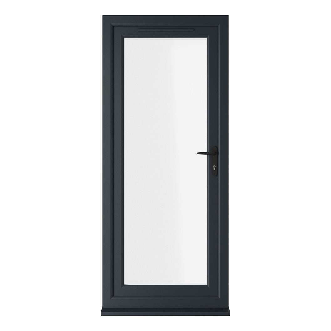 Crystal UPVC Grey 7016 / White Triple Glazed Single Door Full Glass LH Clear - JJ Building Materials