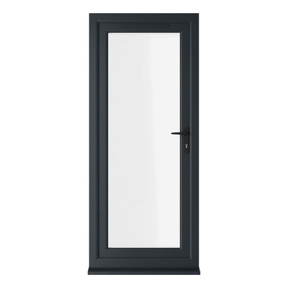 Crystal UPVC Grey 7016 / White Triple Glazed Single Door Full Glass LH Clear - JJ Building Materials