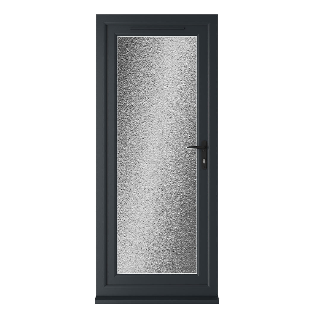 Crystal UPVC Grey 7016 / White Triple Glazed Single Door Full Glass LH Obscure - JJ Building Materials