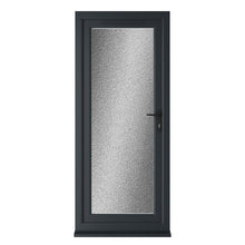 Crystal UPVC Grey 7016 / White Triple Glazed Single Door Full Glass LH Obscure - JJ Building Materials
