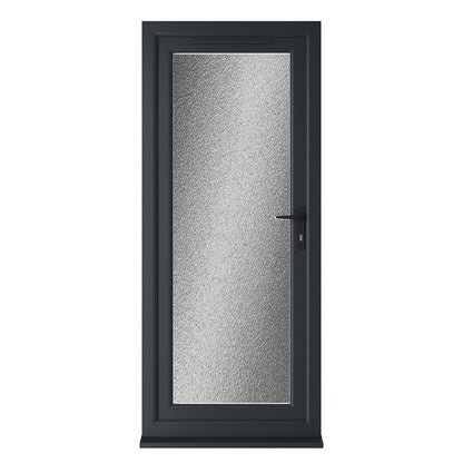 Crystal UPVC Grey 7016 / White Triple Glazed Single Door Full Glass LH Obscure - JJ Building Materials