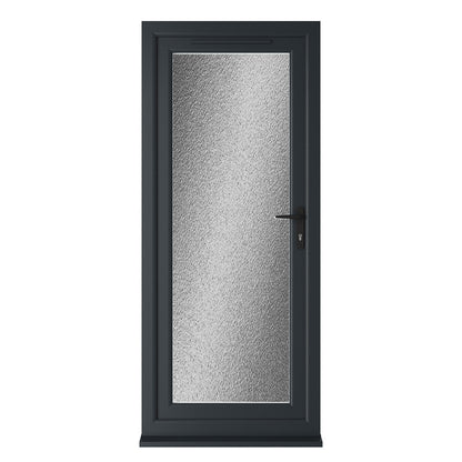 Crystal UPVC Grey 7016 / White Triple Glazed Single Door Full Glass LH Obscure - JJ Building Materials