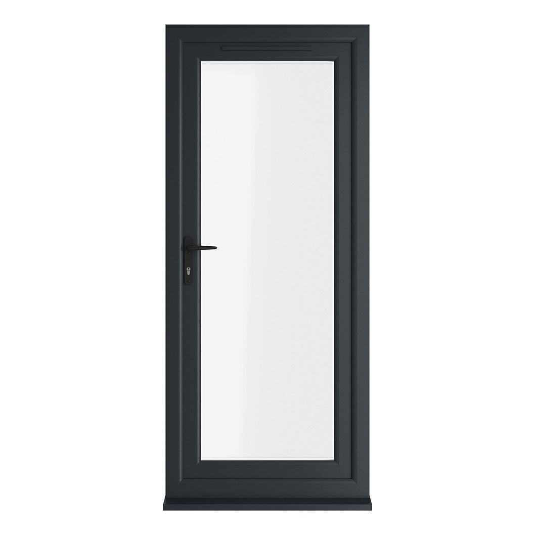 Crystal UPVC Grey 7016 / White Triple Glazed Single Door Full Glass RH Clear - JJ Building Materials