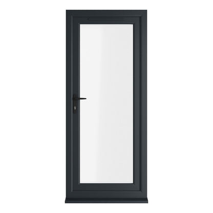 Crystal UPVC Grey 7016 / White Triple Glazed Single Door Full Glass RH Clear - JJ Building Materials