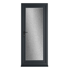 Crystal UPVC Grey 7016 / White Triple Glazed Single Door Full Glass RH Obscure - JJ Building Materials