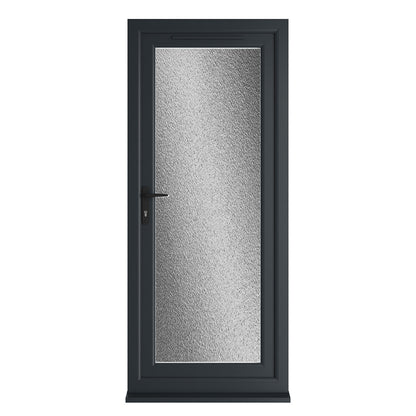 Crystal UPVC Grey 7016 / White Triple Glazed Single Door Full Glass RH Obscure - JJ Building Materials