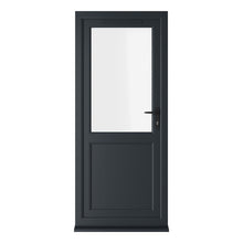 Crystal UPVC Grey 7016 / White Triple Glazed Single Door Half Panel LH Clear - JJ Building Materials