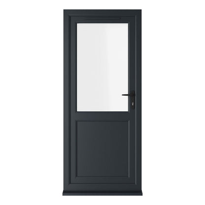 Crystal UPVC Grey 7016 / White Triple Glazed Single Door Half Panel LH Clear - JJ Building Materials