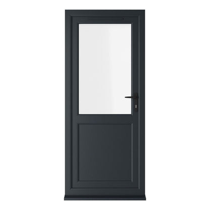Crystal UPVC Grey 7016 / White Triple Glazed Single Door Half Panel LH Clear - JJ Building Materials