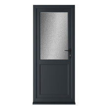 Crystal UPVC Grey 7016 / White Triple Glazed Single Door Half Panel LH Obscure - JJ Building Materials