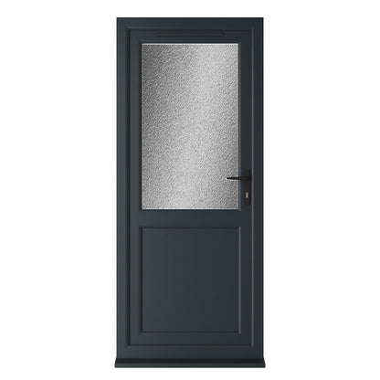 Crystal UPVC Grey 7016 / White Triple Glazed Single Door Half Panel LH Obscure - JJ Building Materials