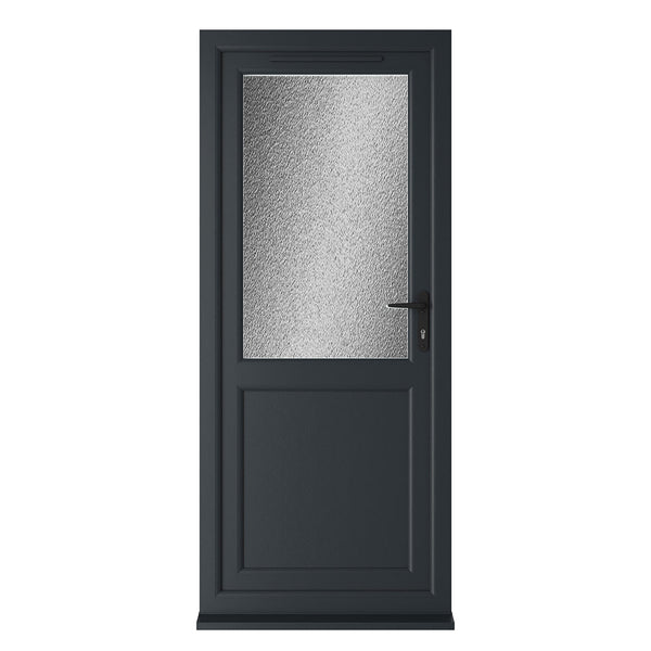 Crystal UPVC Grey 7016 / White Triple Glazed Single Door Half Panel LH Obscure - JJ Building Materials