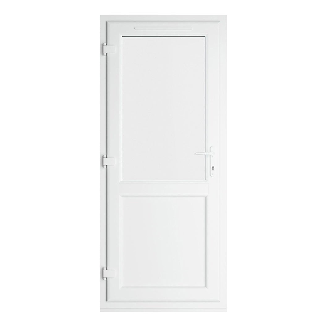 Crystal UPVC Grey 7016 / White Triple Glazed Single Door Half Panel RH Clear - JJ Building Materials