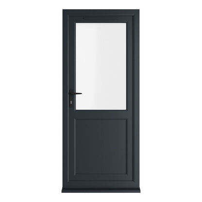 Crystal UPVC Grey 7016 / White Triple Glazed Single Door Half Panel RH Clear - JJ Building Materials