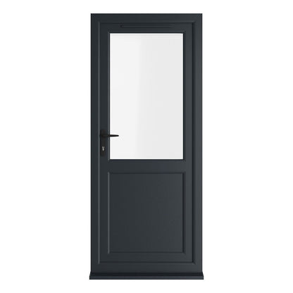 Crystal UPVC Grey 7016 / White Triple Glazed Single Door Half Panel RH Clear - JJ Building Materials