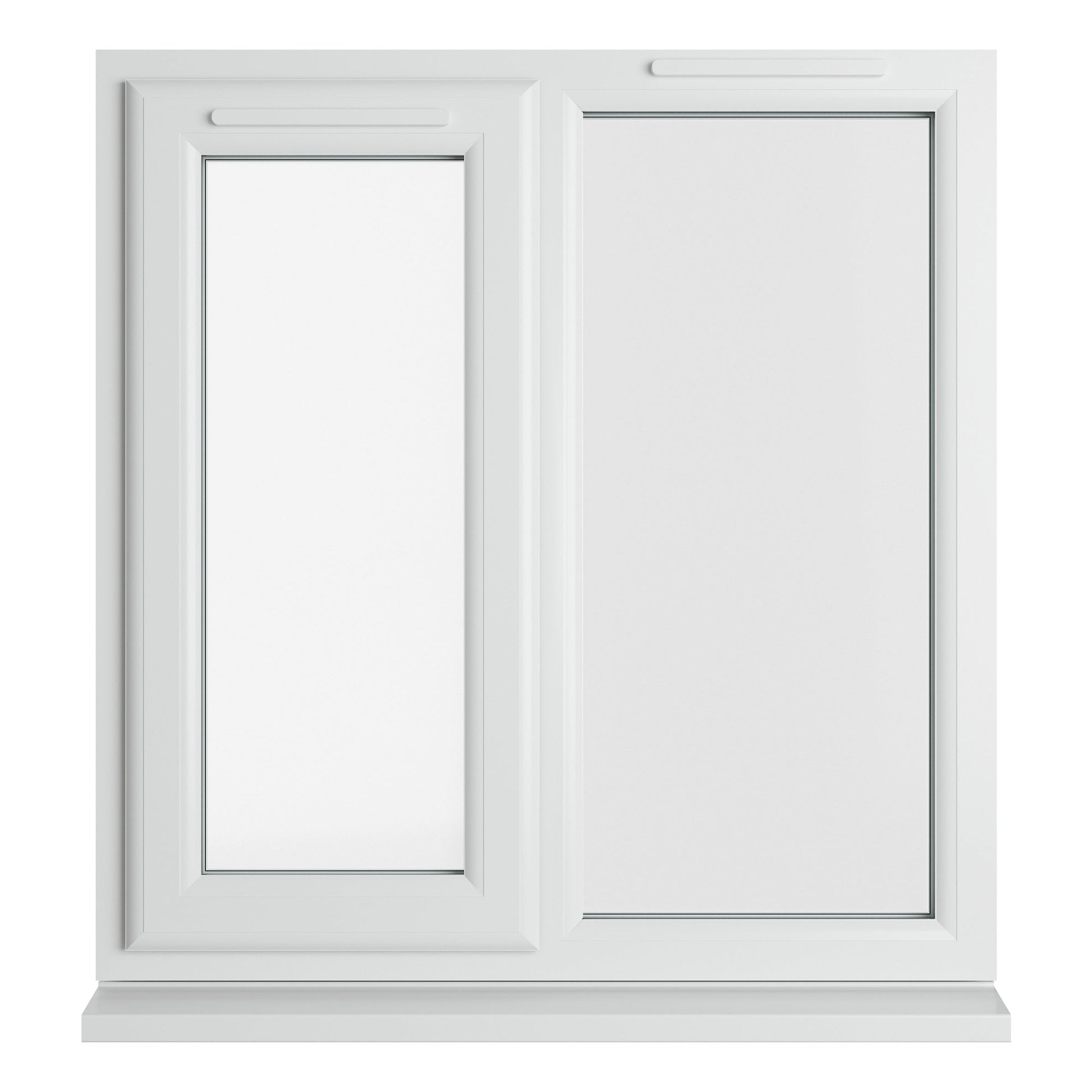 Crystal UPVC White Casement Window Left Hand Side Hung Next To Fixed Light Clear Glazing - JJ Building Materials