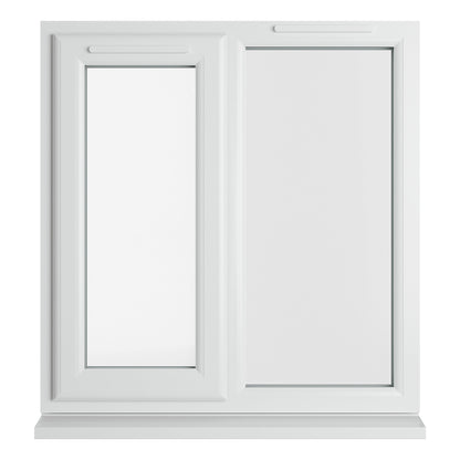 Crystal UPVC White Casement Window Left Hand Side Hung Next To Fixed Light Clear Glazing - JJ Building Materials