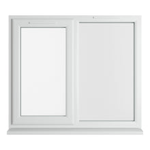 Crystal UPVC White Casement Window Left Hand Side Hung Next To Fixed Light Clear Glazing - JJ Building Materials