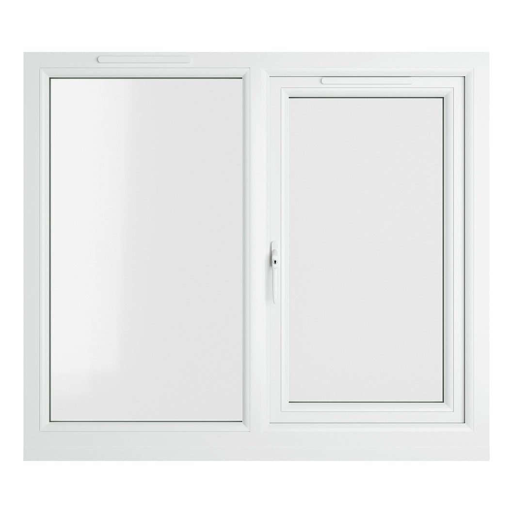 Crystal UPVC White Casement Window Left Hand Side Hung Next To Fixed Light Clear Glazing - JJ Building Materials