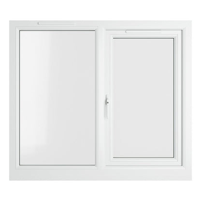 Crystal UPVC White Casement Window Left Hand Side Hung Next To Fixed Light Clear Glazing - JJ Building Materials