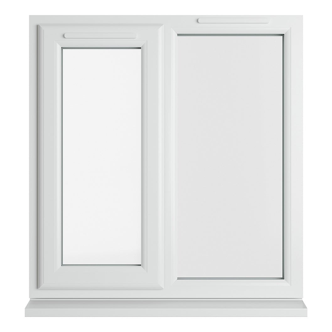 Crystal UPVC White Casement Window Left Hand Side Hung Next To Fixed Light Clear Glazing - JJ Building Materials