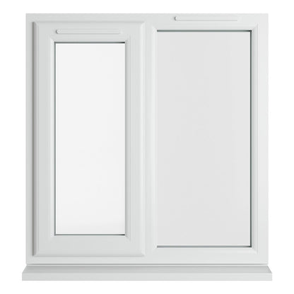 Crystal UPVC White Casement Window Left Hand Side Hung Next To Fixed Light Clear Glazing - JJ Building Materials