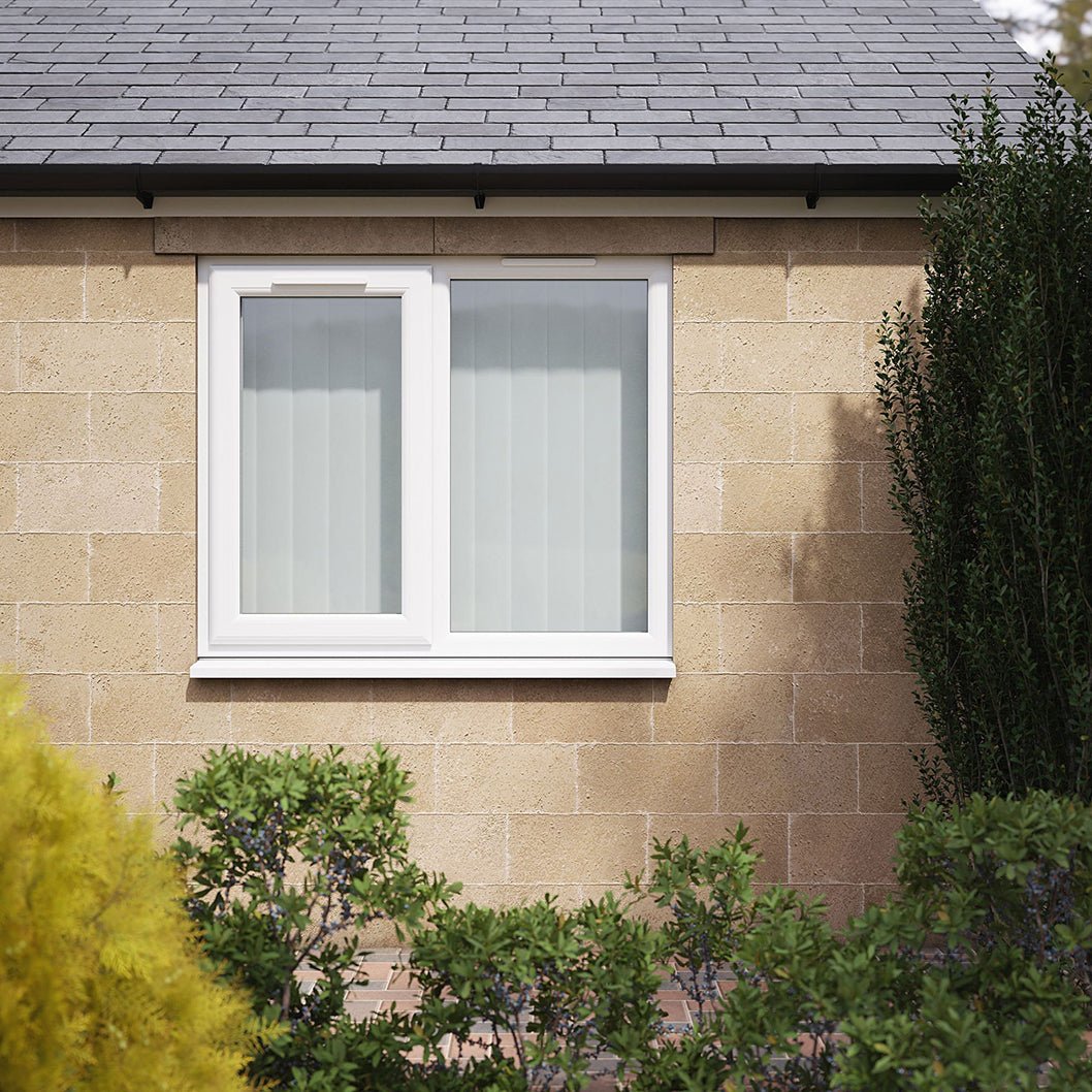 Crystal UPVC White Casement Window Left Hand Side Hung Next To Fixed Light Clear Glazing - JJ Building Materials