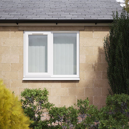 Crystal UPVC White Casement Window Left Hand Side Hung Next To Fixed Light Clear Glazing - JJ Building Materials