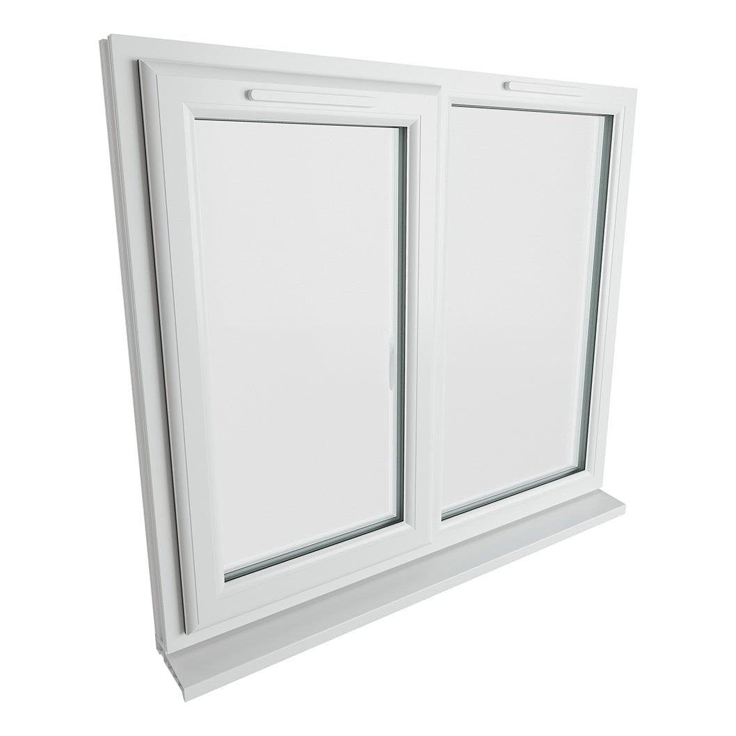 Crystal UPVC White Casement Window Left Hand Side Hung Next To Fixed Light Clear Glazing - JJ Building Materials
