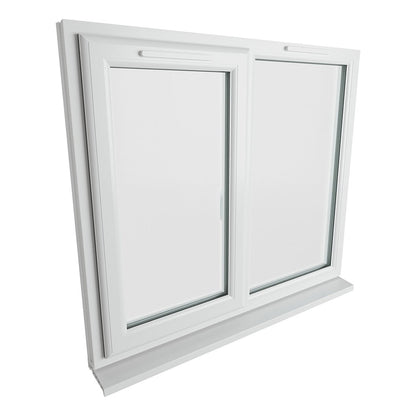 Crystal UPVC White Casement Window Left Hand Side Hung Next To Fixed Light Clear Glazing - JJ Building Materials